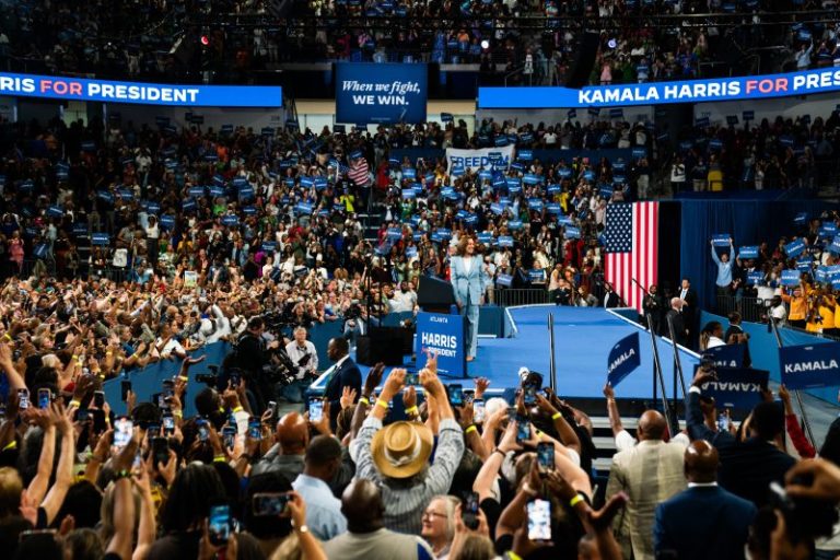 Harris holds raucous rally in Atlanta as she and Trump battle for Georgia