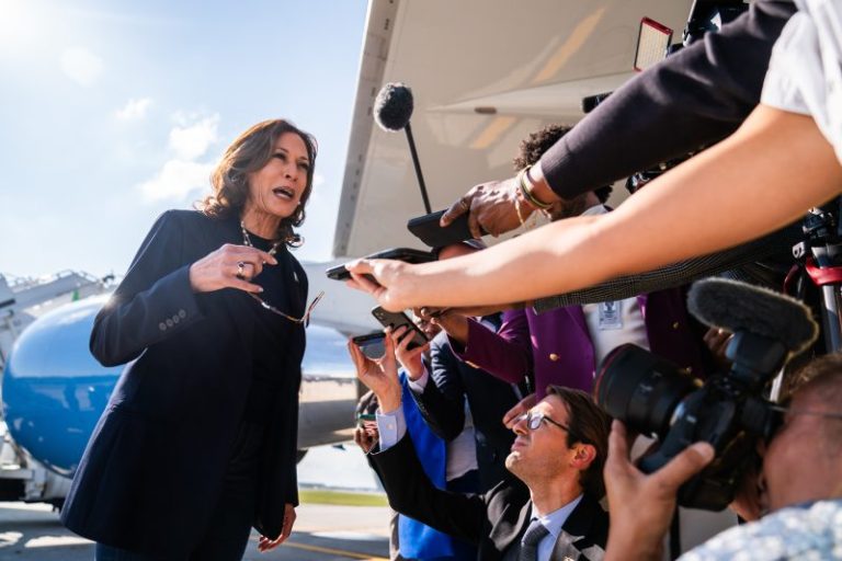 Harris meets with small team as she builds a campaign on the fly