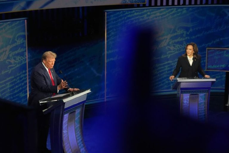 Harris crisply attacks Trump in debate; he retorts with fiery rhetoric